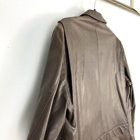 LORO PIANA Leather Jacket Mens S Brown Soft Lambskin Button Front  Collared - Picture 10 of 12